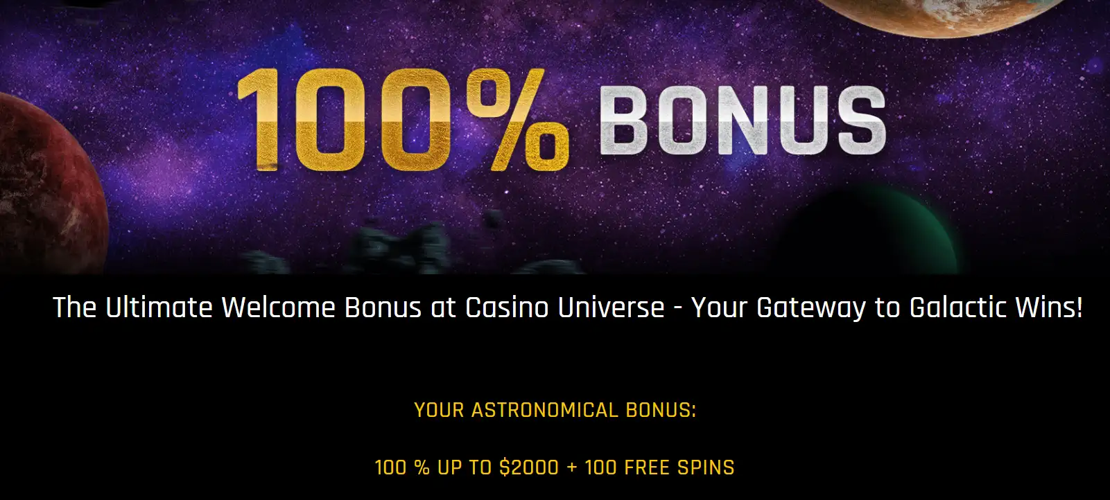 casino universe welcome bonus