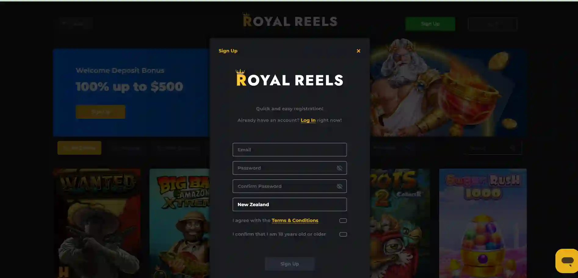 royal reels registration