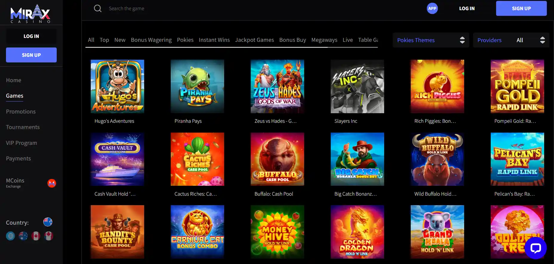 mirax casino games