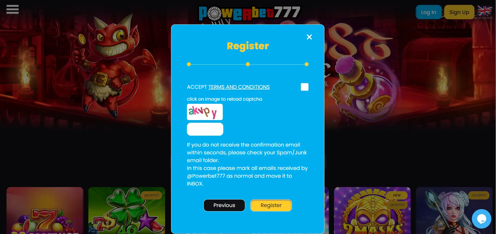 powerbet777 registration form page 3