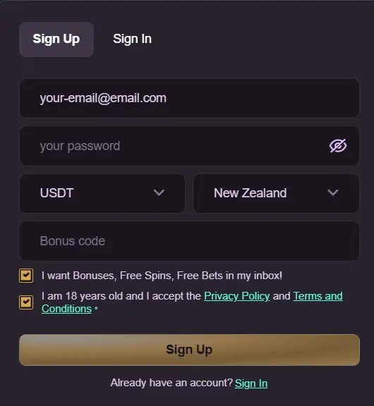 playbet registration form